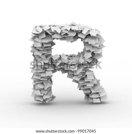 Letter R,alphabet from paper sheets in stack Stock fotó © 