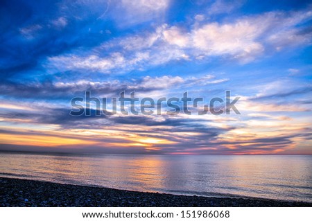 Similar – Image, Stock Photo Spectacular sundown over sea on tropical beach