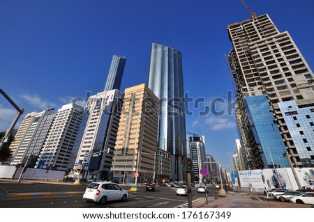 Modern architecture (World Trade Buildings) in Abu Dhabi in United Arab Emirates.