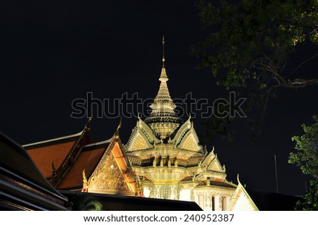 Wat Pho Temple (Temple of Reclining buddha) at the night, Bangkok, Thailand