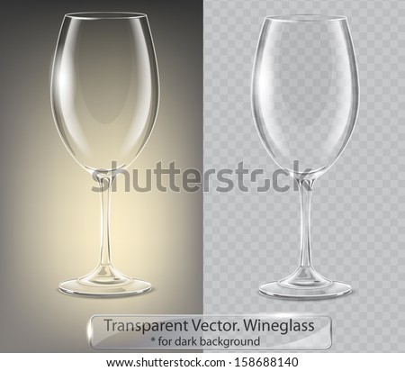 Transparent vector wineglass for dark background