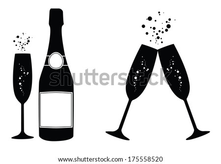vector illustrations of several champagne icons