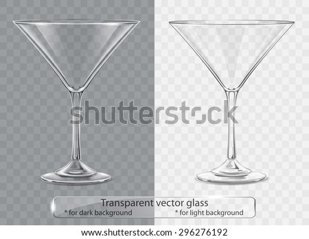 Transparent vector glass goblets for dark and light background