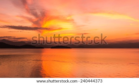 Twilight time at Kaeng-Krachan Dam, Thailand National Park