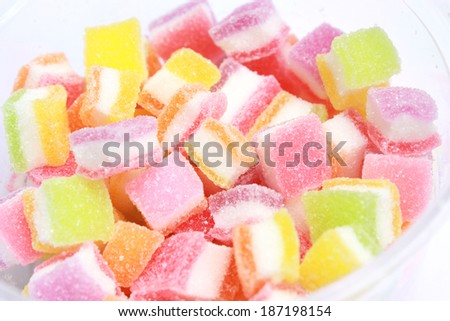 candy fruit on a white background