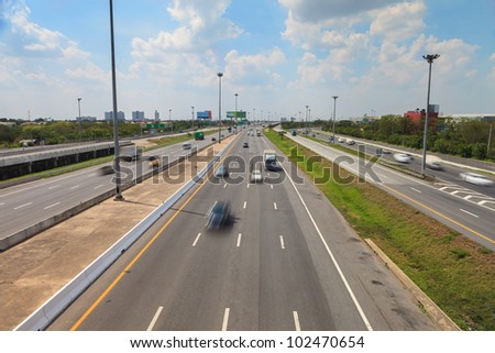 Highway with lots of cars, bangkok thailand
