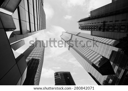 High business buildings in black and white