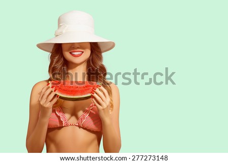 Similar – Image, Stock Photo Girl in bikini holding swimming ring