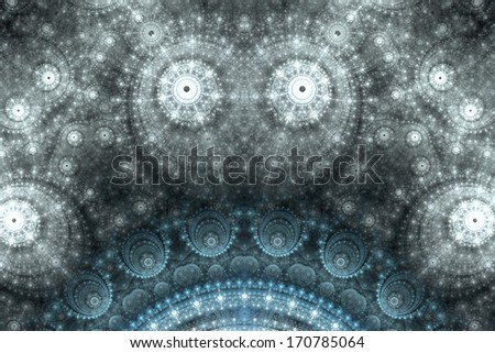 Abstract white and light blue circular shining background with a detailed pattern