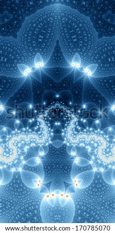 Abstract shining blue background with many stars and lines.