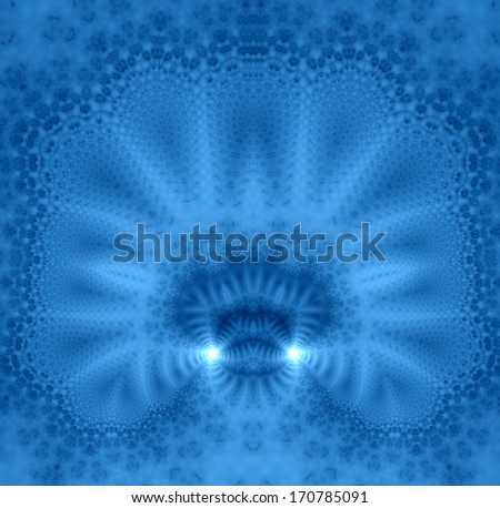 Abstract hipster face in blue color with shining eyes