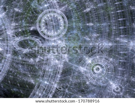 Abstract circular fractal background in white and green colors with a detailed pattern on it