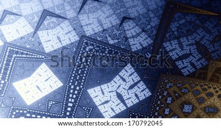 Abstract detailed light blue and yellow background with a detailed pattern on it