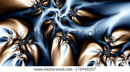 Abstract high resolution colorful background with a detailed spiral flower-like pattern in blue and bronze colors