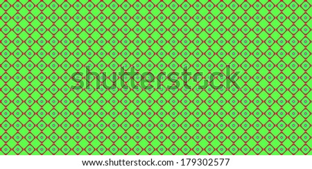 Green and blue abstract fractal background in high resolution with a detailed simple geometric pattern consisting of a grid of squares in between of circles which have dots inside.