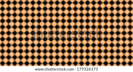 Orange and black abstract fractal background in high resolution with a detailed simple geometric pattern consisting of a grid of diamond shapes and circles, all interconnected in a grid.