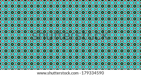Light green, dark green and red colored abstract fractal background in high resolution with a detailed simple geometric pattern consisting of a grid of interconnected squares with rings inside