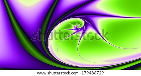 Abstract fractal twisted spiral background in high resolution in bright purple and green colors