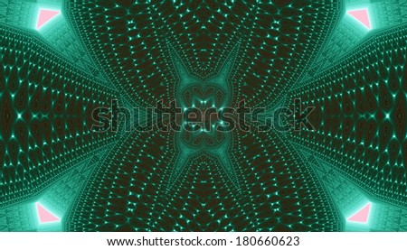 High resolution abstract flower-like background with a detailed leafy pattern in green and red colors
