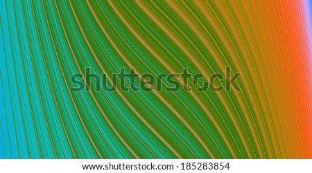 Abstract background with a detailed twisted wavy pattern spiraling around its central axis in high resolution in blue, green, yellow and orange colors