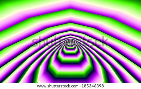 Abstract high resolution background with a detailed pyramid-like pattern in the center in pink, green and white and black