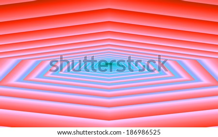 Abstract high resolution background with a detailed disc-like pattern in the center and light and dark stripes in light blue and red and pink colors