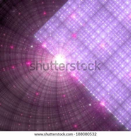 Abstract fractal background with a large star in the middle partly behind a solid mass with a decorative grid pattern on the right,  all in light pink