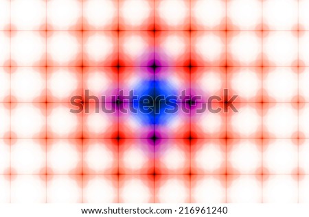 Red background in high resolution with an ornamental pattern of interconnected stars in rows and columns and the pastel colored stars in the middle being in pink and purple, all against white