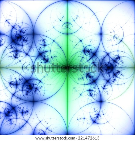 Abstract pastel colored purple and green background with a black star in the center and a detailed decorative pattern of interconnected dark rings and circles in high resolution