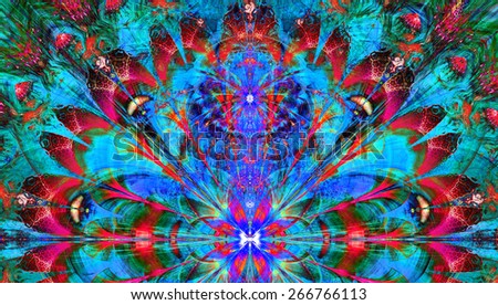 Beautiful abstract flower bouquet background in dark vivid glowing cyan,pink,red,green