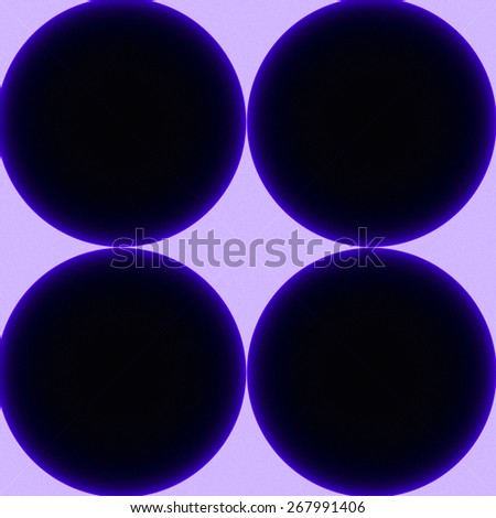 Simple abstract fractal background made out of four connected rings fit in a square with dark color, all in high resolution and in bright glowing purple