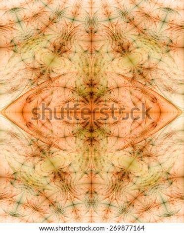 Abstract high resolution fractal background with a detailed diamond shaped pattern in pastel orange and green