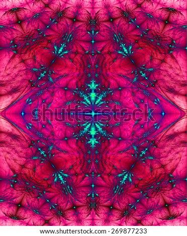 Abstract high resolution fractal background with a detailed diamond shaped pattern in dark vivid glowing pink,red,cyan