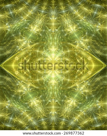 Abstract high resolution fractal background with a detailed diamond shaped pattern in yellow and green colors