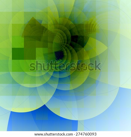 Abstract fractal high resolution geometric square grid background with decorative arches in dark vivid pastel yellow,green,blue colors
