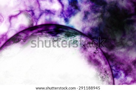 Abstract black star nova in the background of an terrestrial planet in dark pink,purple,green