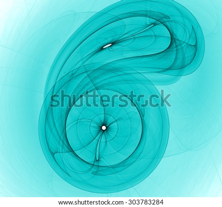 Abstract dark vivid pastel cyan fractal background of two distorted circles (rings) against the same colored background and in high resolution