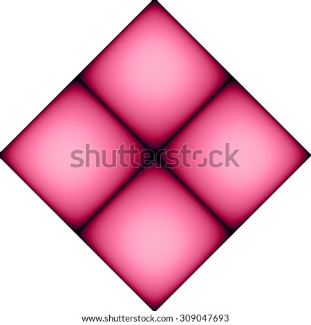 High resolution fractal square background made from four connected squares creating a big square, all in light pastel pink against white background
