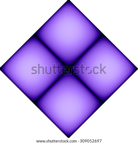 High resolution fractal square background made from four connected squares creating a big square, all in pastel purple against white background
