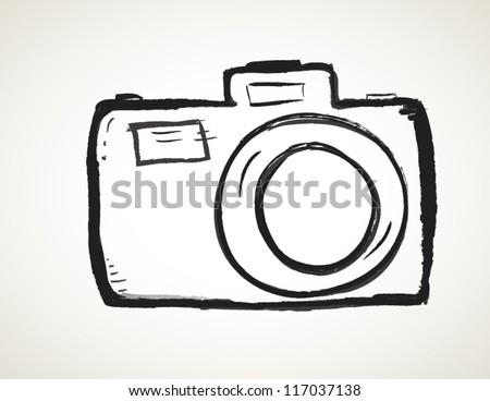 Scribble Hand drawn camera icon vector