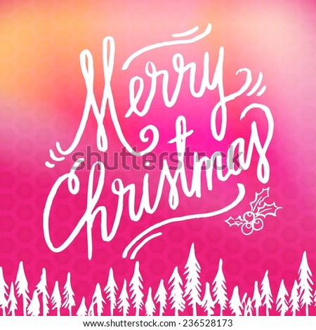 Inspirational Typographic Quote - Merry Christmas on pink background