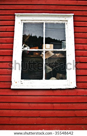 Window in old fishing stage