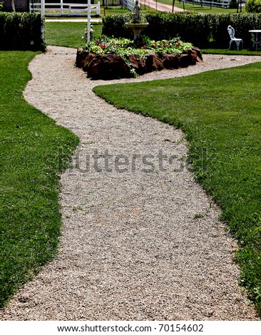Stone walkway winding in garden