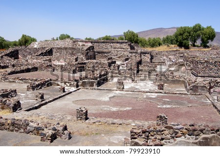 Ruins of old stone houses in Teothuacan, Mexico
