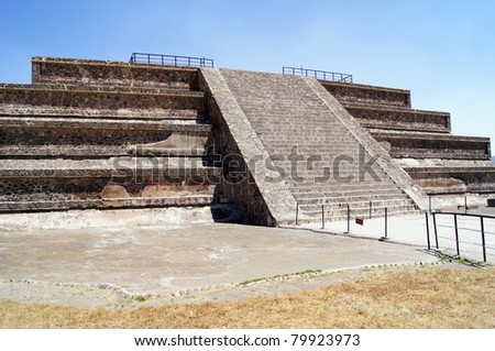 Staircase and big stone pyramid in Teothuacan, Mexico