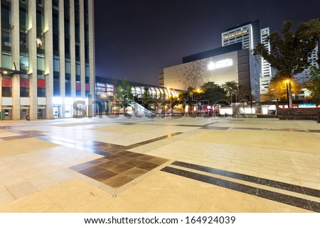 night scene of modern city square