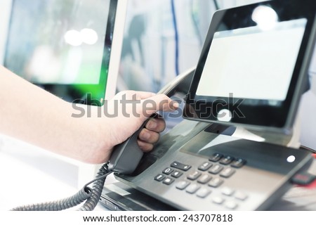 hand using videophone on exhibition.