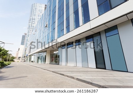 modern office building exterior and road