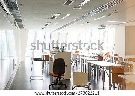 modern classroom interior and furniture