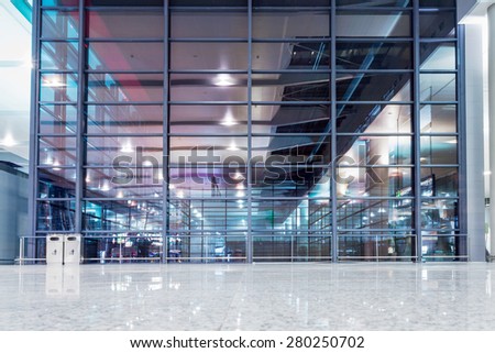 transparent glass wall with empty floor